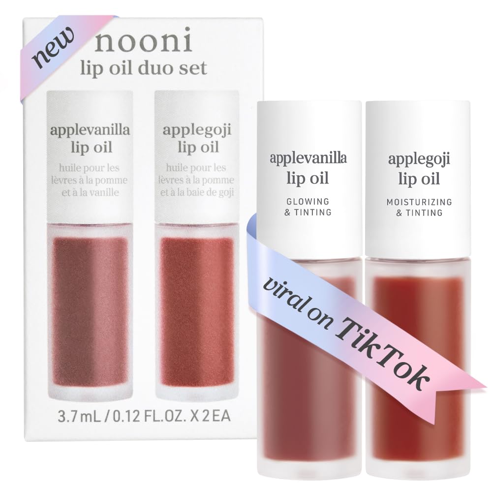 NOONI Korean Lip Oil Set front view with Applevanilla and Applegoji