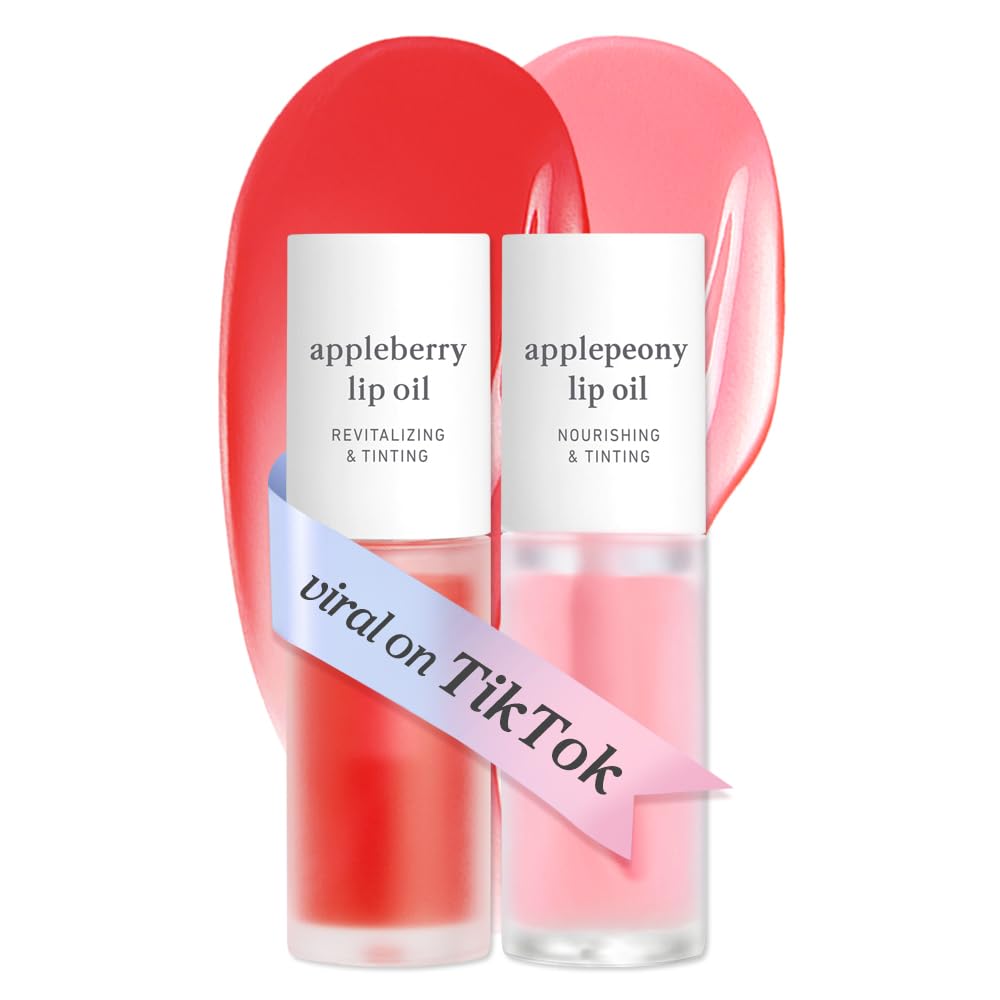 NOONI Korean Lip Oil Set packaging with Appleberry and Applepeony
