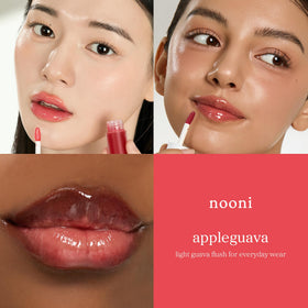 NOONI Lip Oil Appleguava on a makeup table