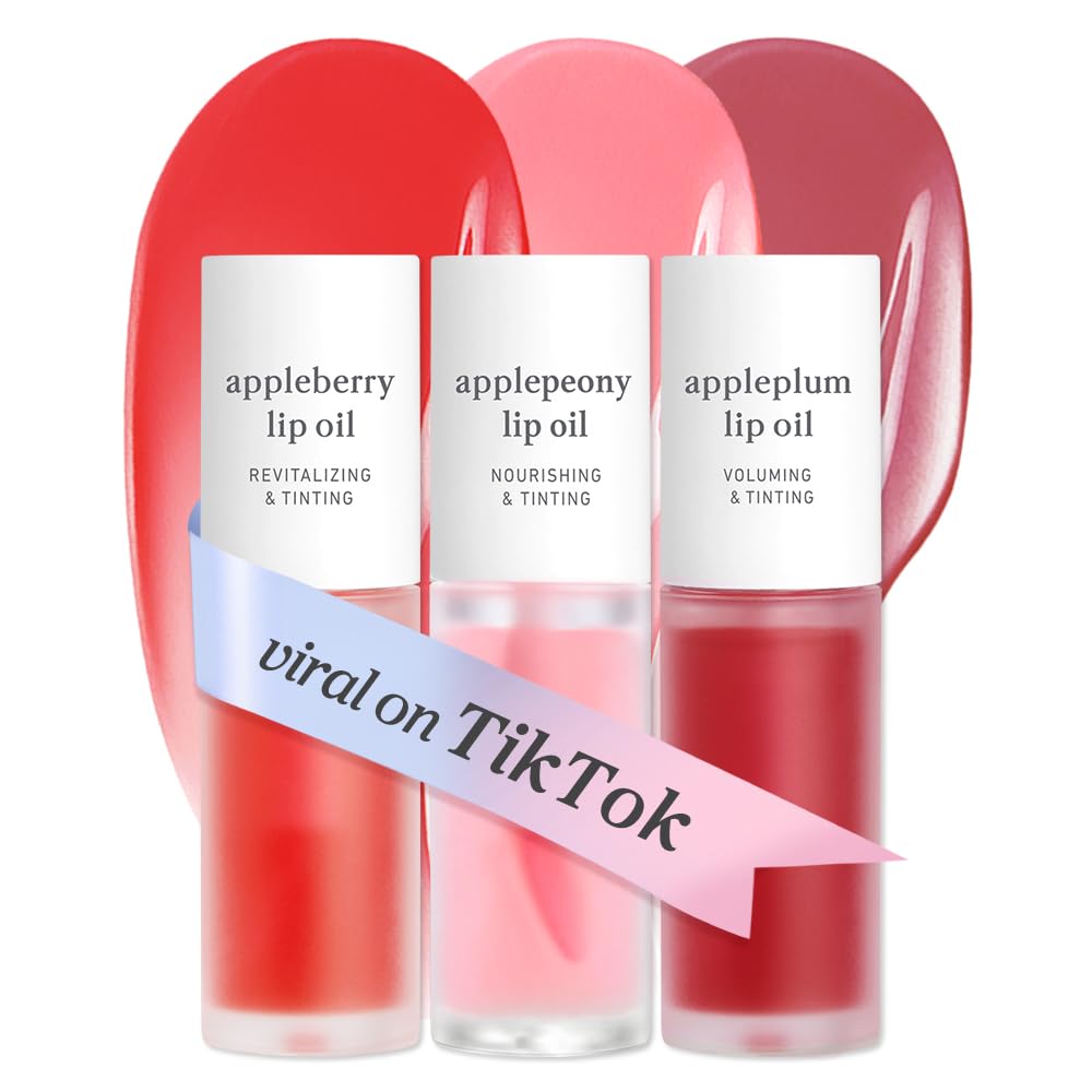 NOONI Lip Oil Set - Appleberry, Applepeony, Appleplum front view