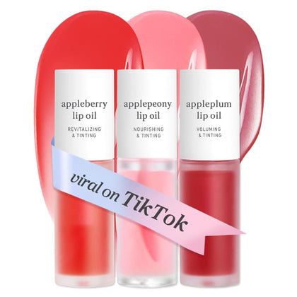 NOONI Lip Oil Set - Appleberry, Applepeony, Appleplum front view