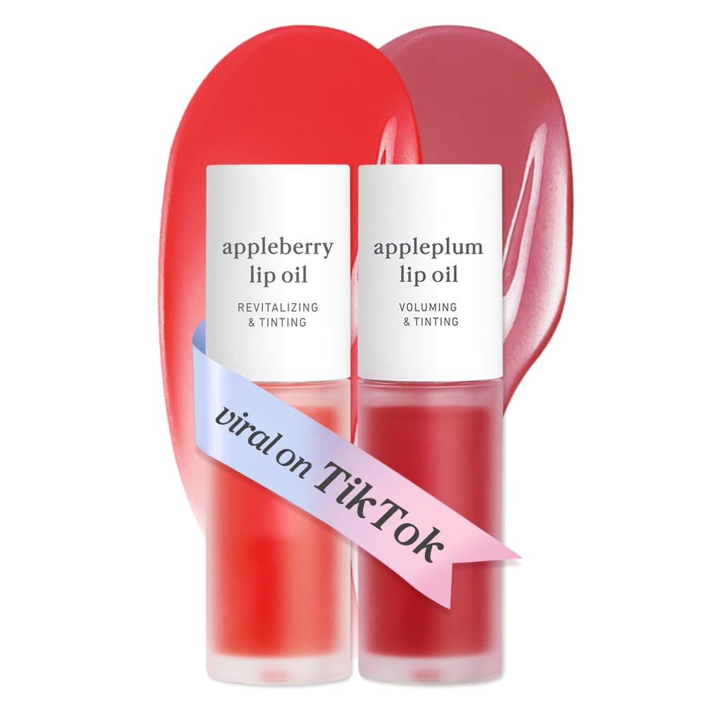 NOONI Lip Oil Set in Appleberry and Appleplum front view