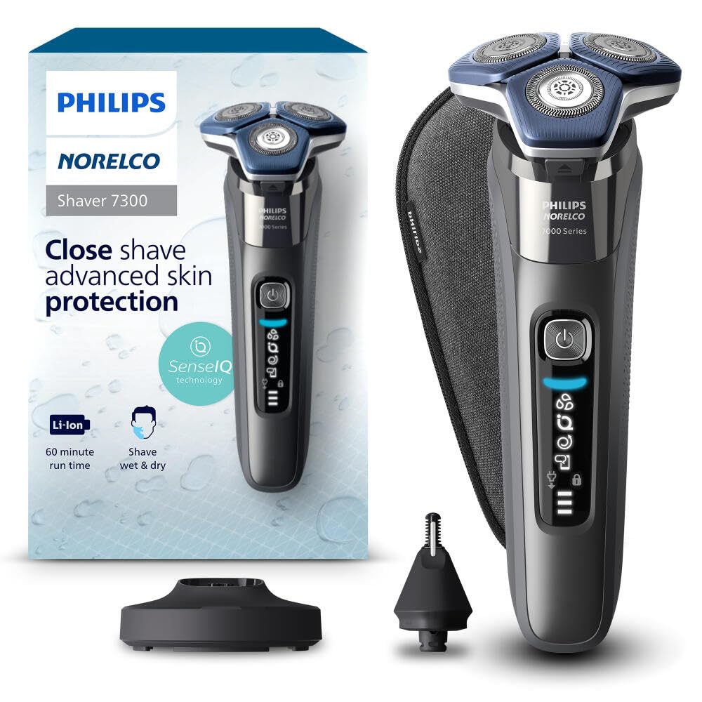 Norelco 7300 Electric Shaver black model front view