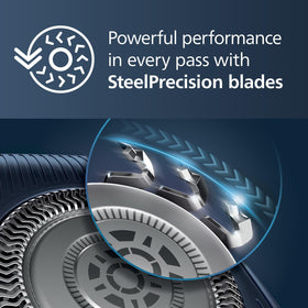Norelco 7300 Electric Shaver close-up of SteelPrecision blades