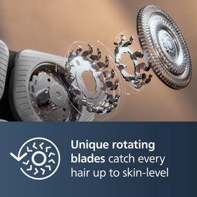Norelco 9000 Electric Shaver side view showing flexible heads
