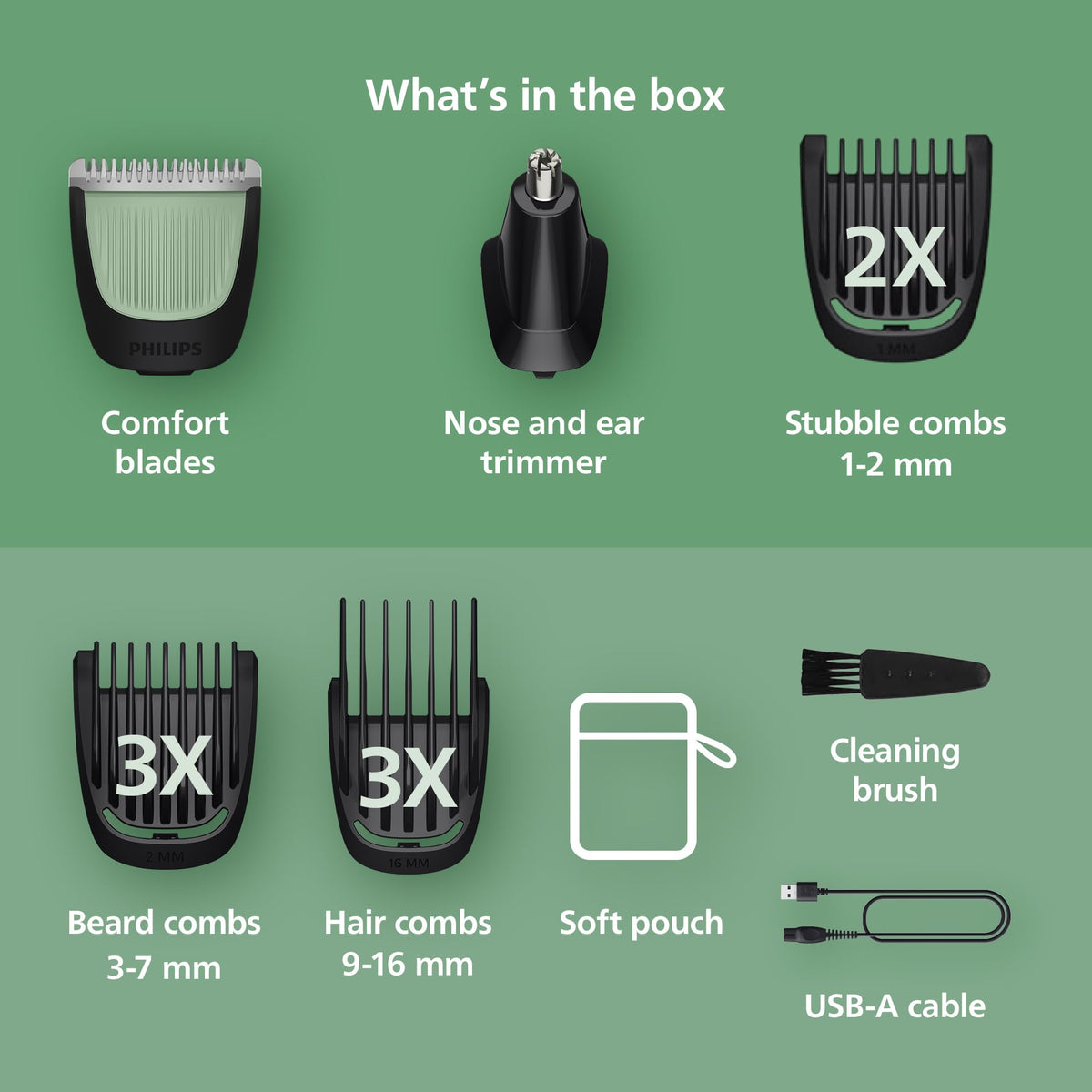 Norelco All-in-One 3000 Trimmer with USB-A charging cable