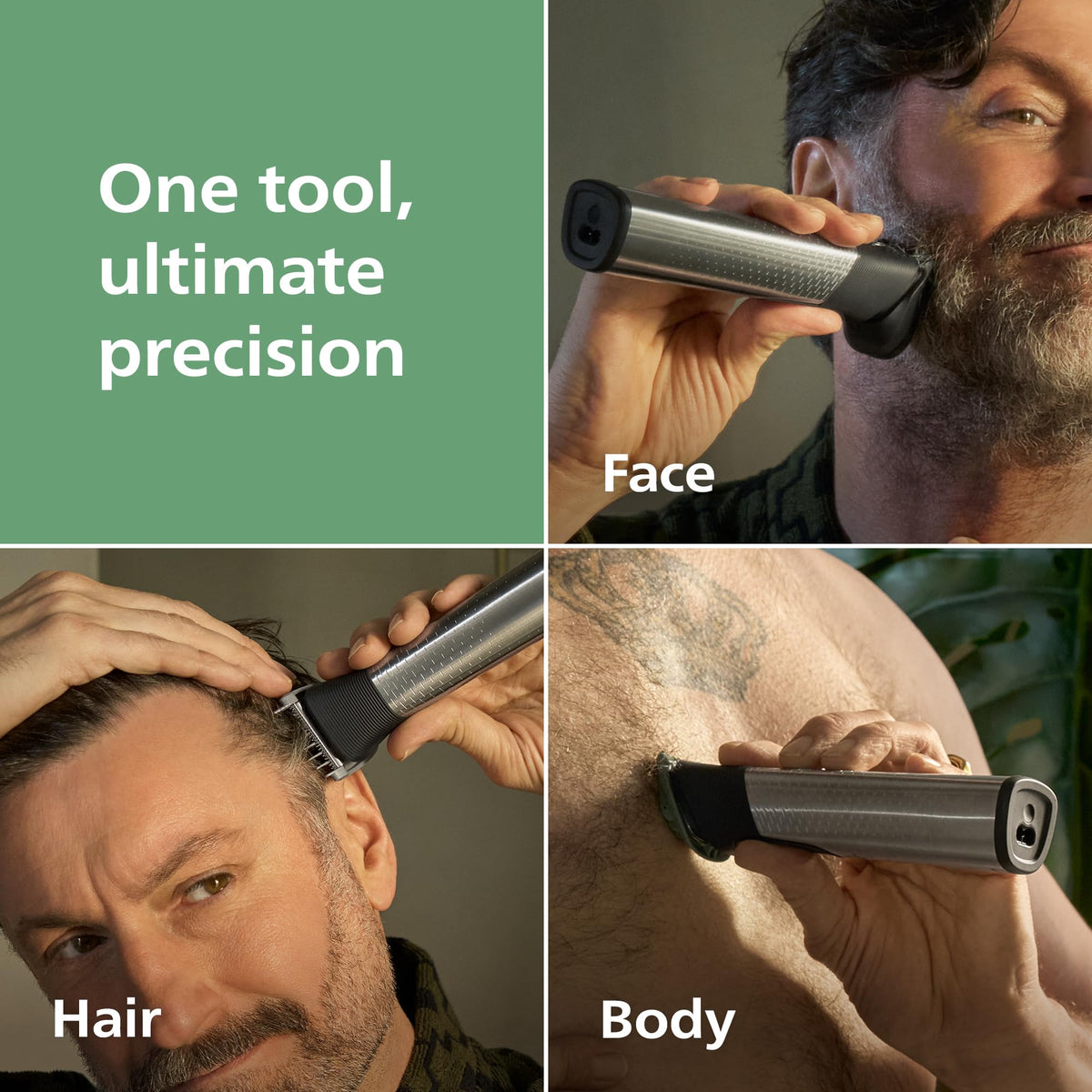 Norelco All-in-One 9000 Trimmer side view showing steel blades
