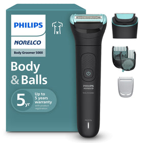 Norelco Body Groomer 5000 Series front view with interchangeable heads