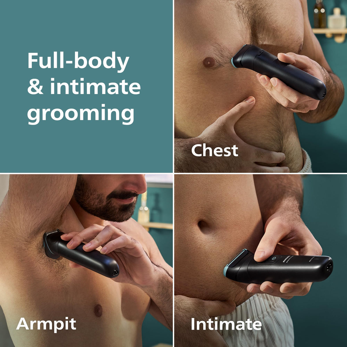 Norelco Body Groomer 5000 Series showing adjustable trimming combs