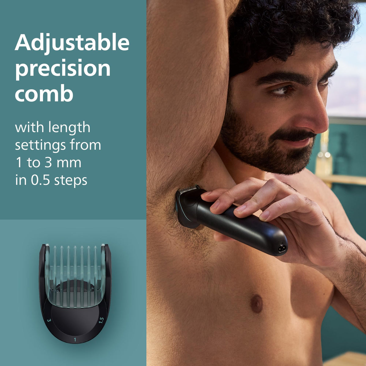 Norelco Body Groomer 5000 Series showing interchangeable heads