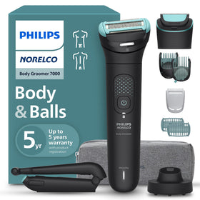 Norelco Body Groomer 7000 Series front view with travel case