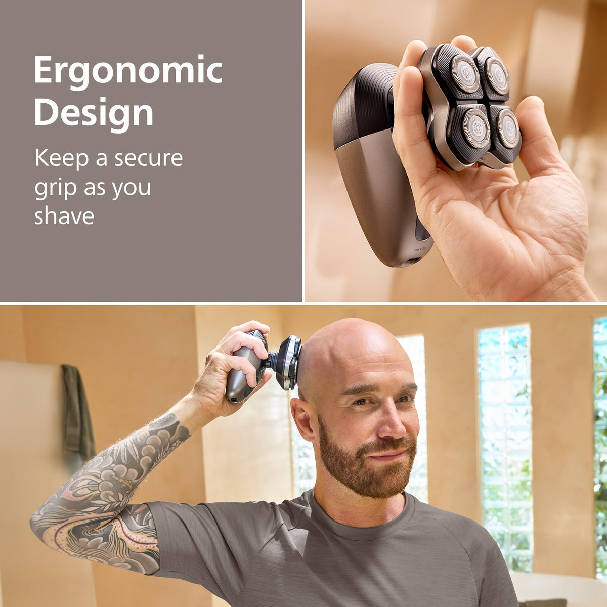 Norelco Head Shaver Pro 9000 showing travel lock feature