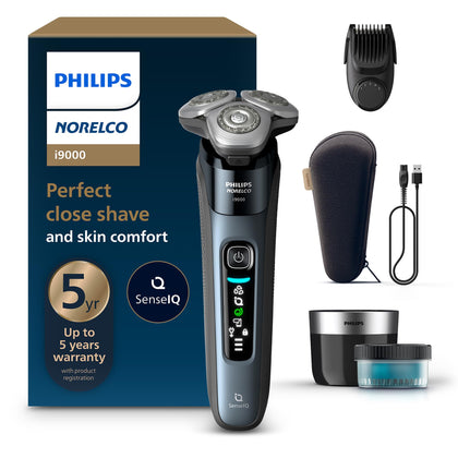 Norelco i9000 Electric Shaver front view in Adriatic Blue