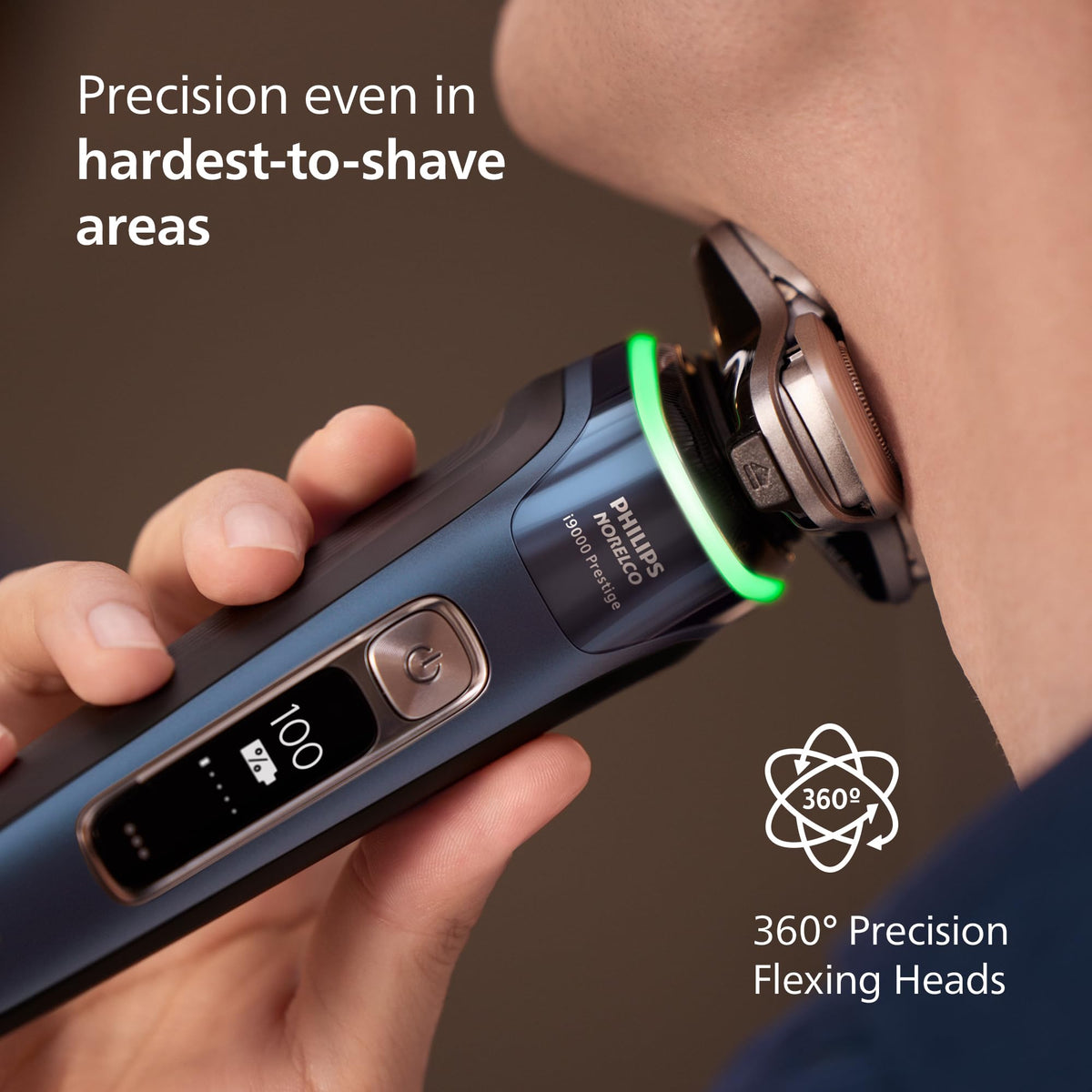 Norelco i9000 Prestige Electric Shaver charging stand and Quick Clean Pod