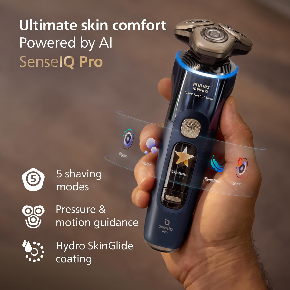 Norelco i9000 Prestige Electric Shaver close-up of NanoTech Precision blades