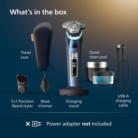 Norelco i9000 Prestige Electric Shaver displaying Bluetooth connectivity feature
