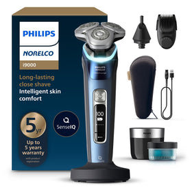 Norelco i9000 Prestige Electric Shaver front view in Adriatic Blue