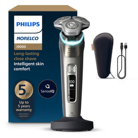 Norelco i9000 Prestige Electric Shaver front view in Gold Oyster