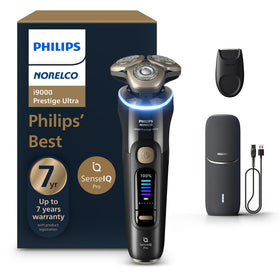 Norelco i9000 Prestige Electric Shaver front view in Ink Black
