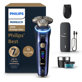 Norelco i9000 Prestige Electric Shaver front view with precision flexing heads