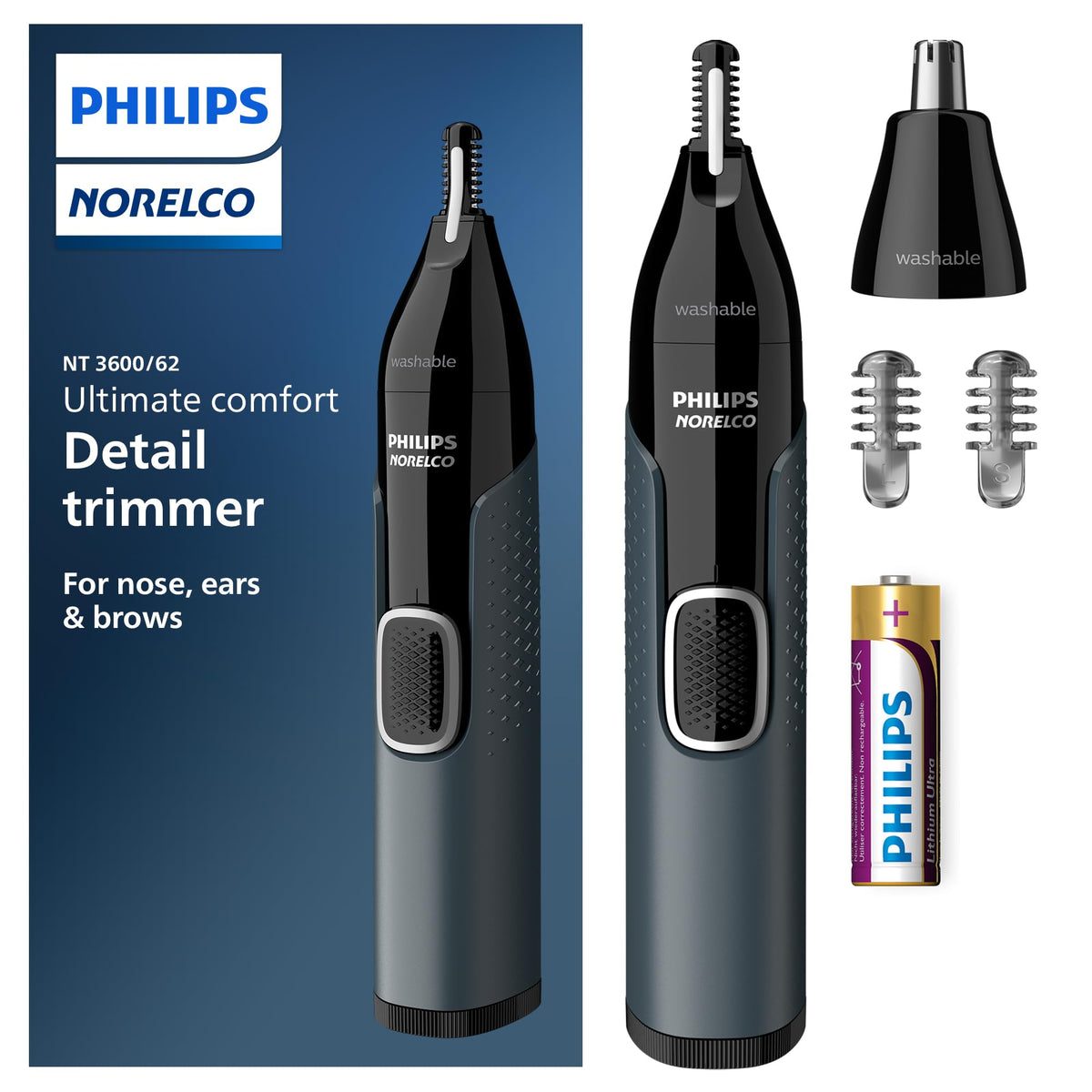 Norelco Nose Trimmer 3000 front view with protective guard
