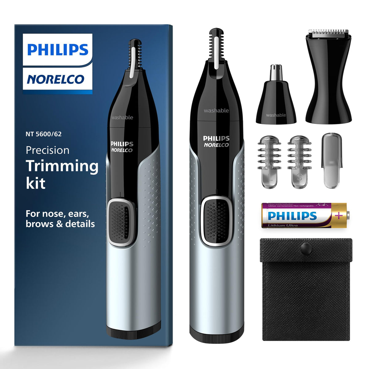 Norelco Nose Trimmer 5000 front view with dual-sided blades