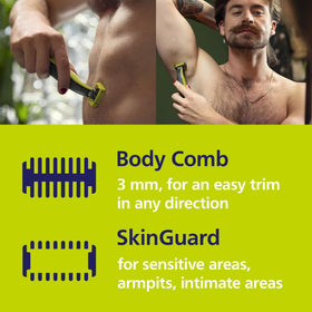 Norelco OneBlade 360 blade in use for facial grooming