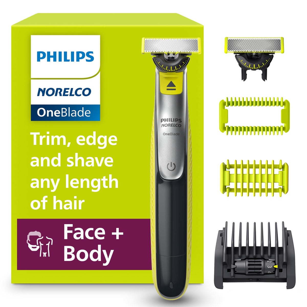 Norelco OneBlade 360 Face + Body front view with blade