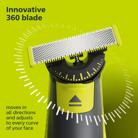 Norelco OneBlade 360 Replacement Blades on a bathroom counter