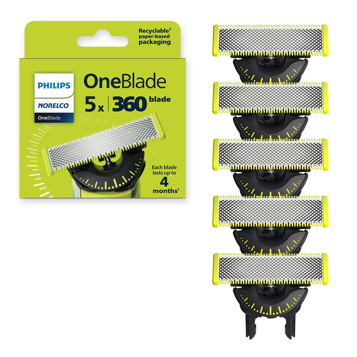 Norelco OneBlade 360 replacement blades pack front view