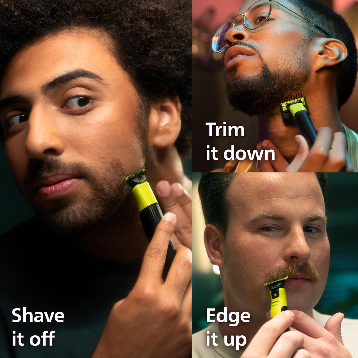 Norelco OneBlade 360 side view showcasing adjustable comb