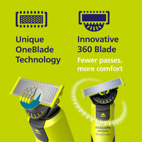 Norelco OneBlade 360 with app interface on smartphone