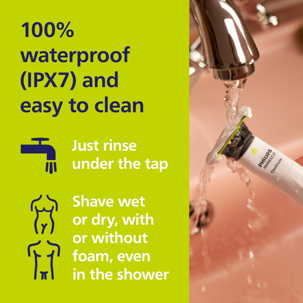 Norelco OneBlade Intimate Trimmer close-up of SkinProtect blade