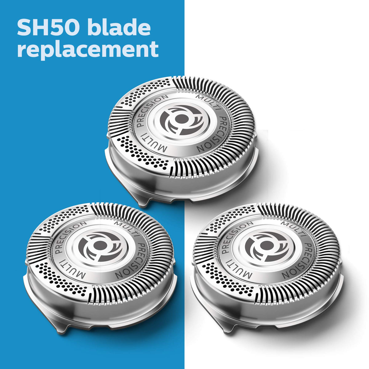 Norelco replacement heads showing MultiPrecision blades