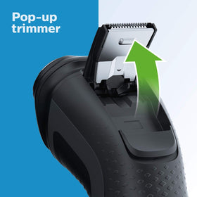 Norelco Shaver 2300 in use on a man's face