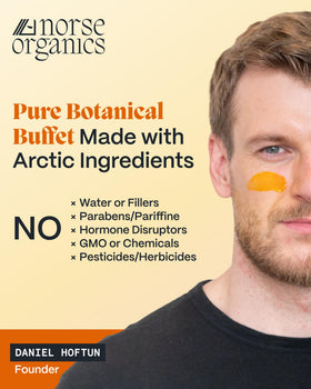 Norse Organics Pimple Stopper Night Balm in lifestyle setting