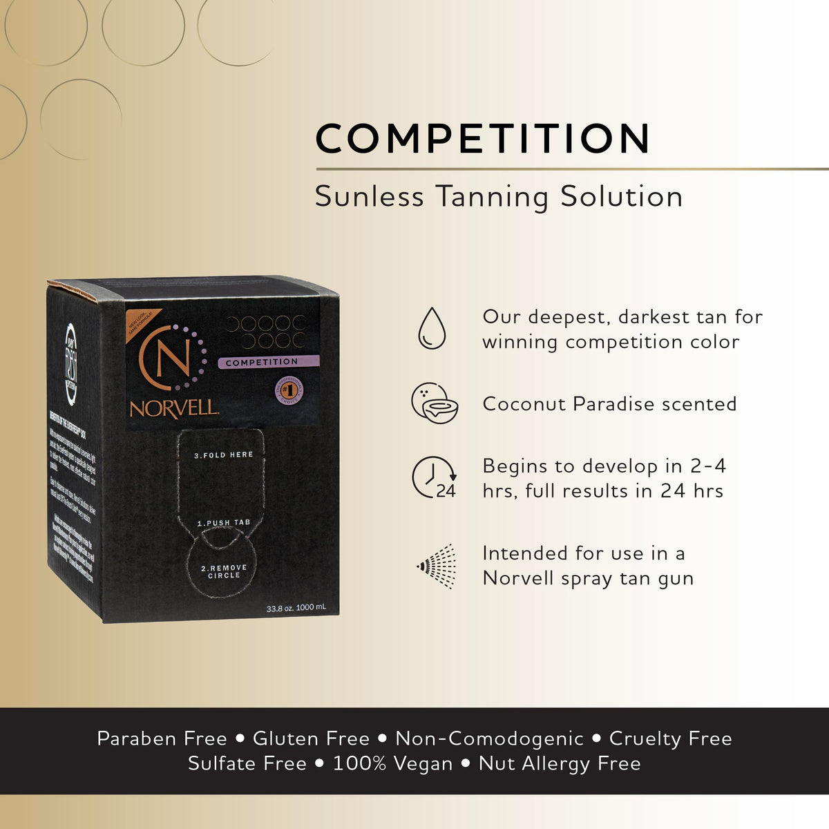 Norvell Competition Tan bottle side view showing spray nozzle