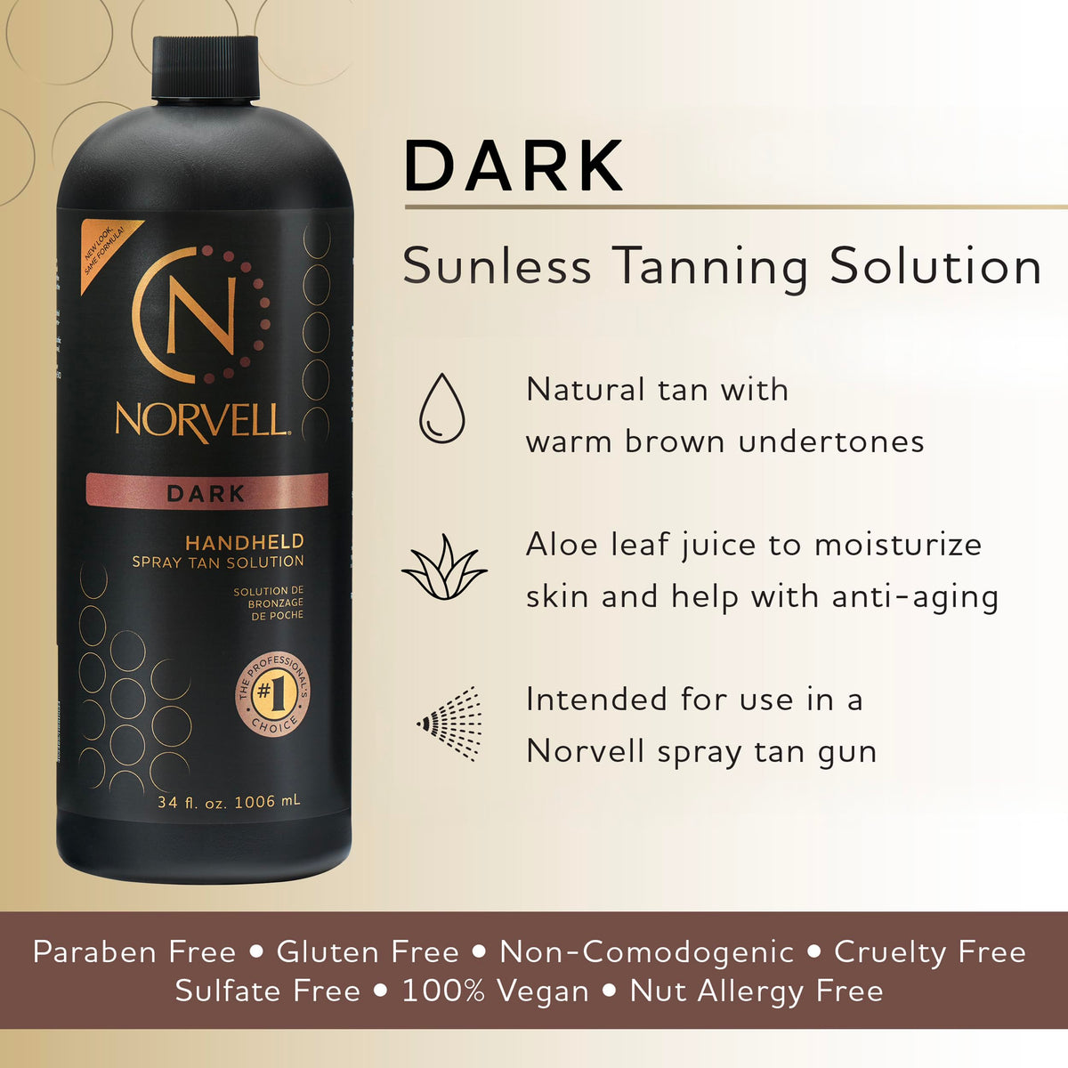 Norvell Premium Spray Tan Solution Dark 34 fl oz back view