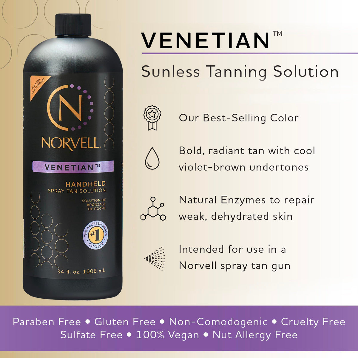 Norvell Premium Spray Tan Solution Venetian 1L packaging details