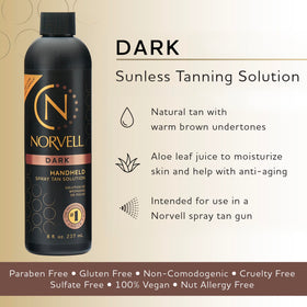 Norvell spray tan bottle back view showing ingredients