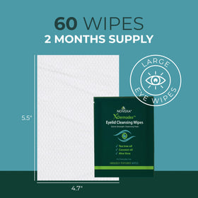 NOVEHA Eyelid & Lash Wipes back view with ingredient information