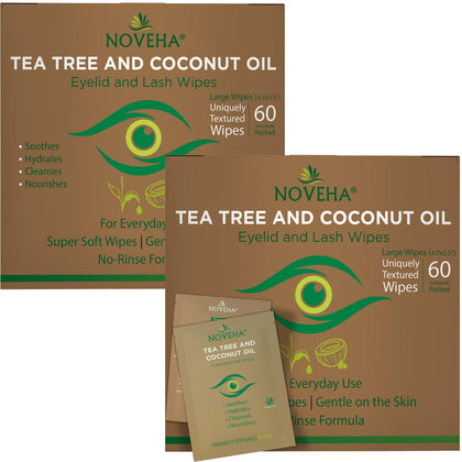 NOVEHA Eyelid & Lash Wipes front view with packaging