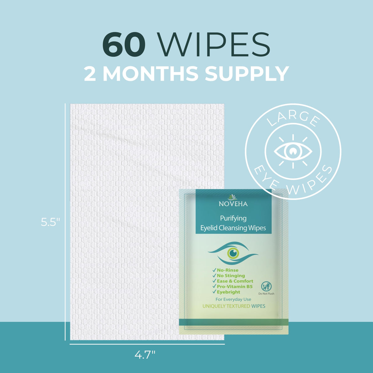 NOVEHA eyelid wipes in use on a person