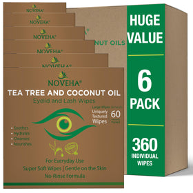 NOVEHA Tea Tree & Coconut Oil Eyelid & Lash Wipes box front view