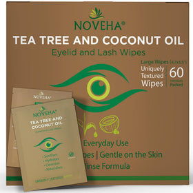 NOVEHA Tea Tree & Coconut Oil Eyelid & Lash Wipes package front view