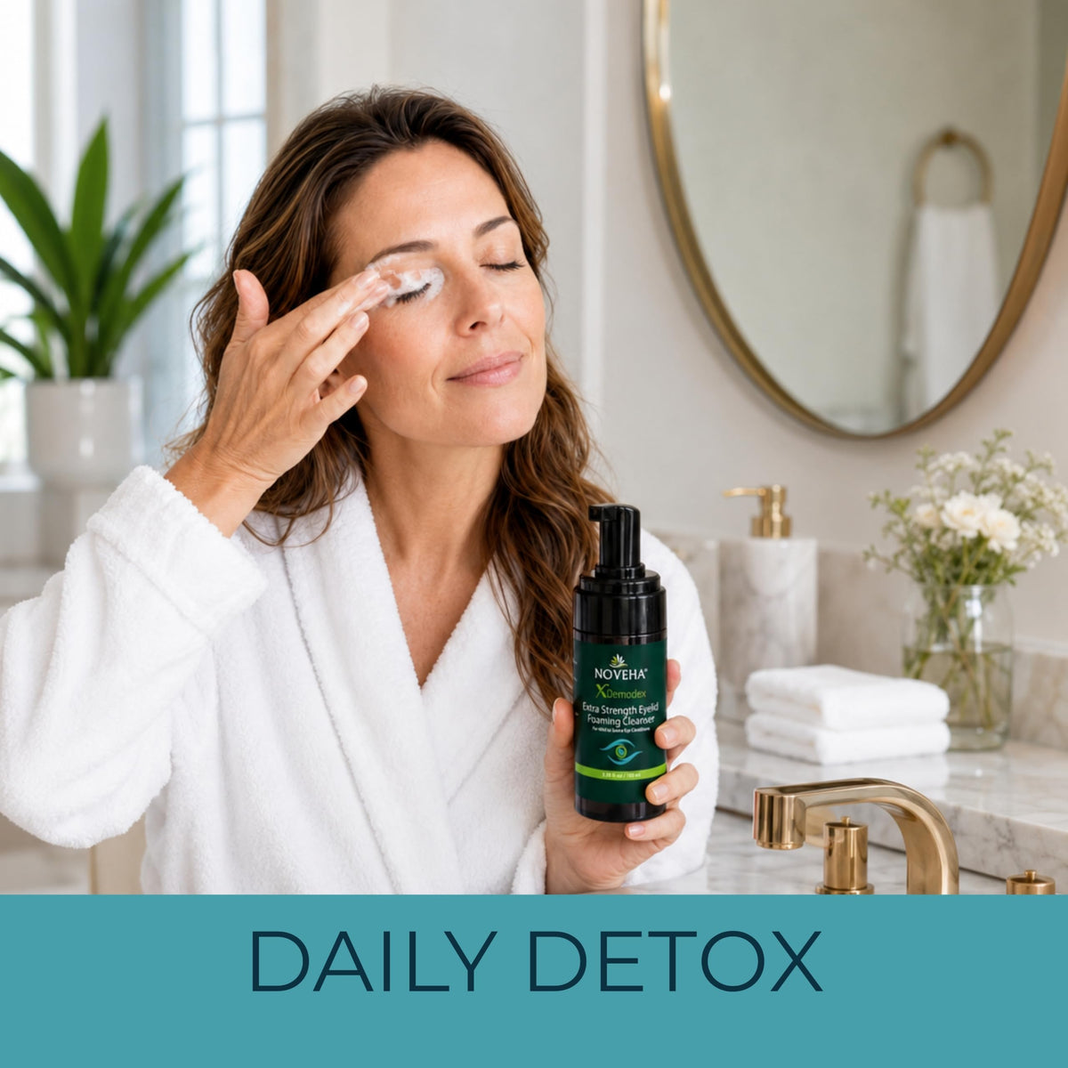 NOVEHA Tea Tree Foaming Cleanser with fresh tea tree leaves