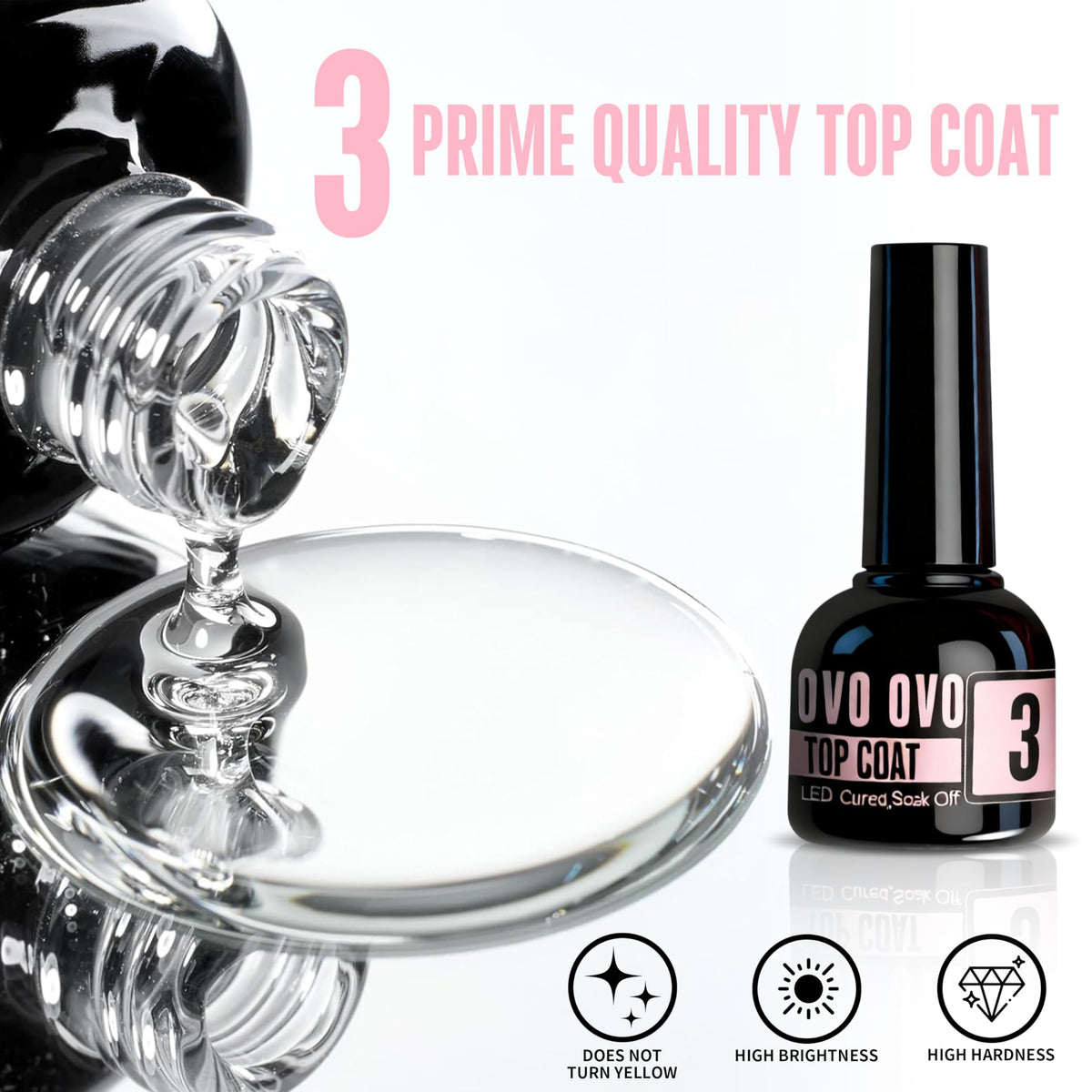 NOVO OVO Black Bottle No Wipe Top Coat front view