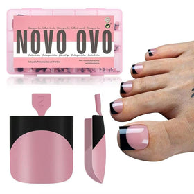 NOVO OVO Black French Tip Toe Nail Tips front view