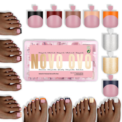 NOVO OVO Colorful French Tip Toe Nail Tips packaging front view