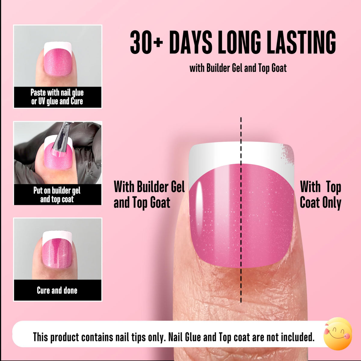 NOVO OVO Extra Short Nail Tips displayed with builder gel